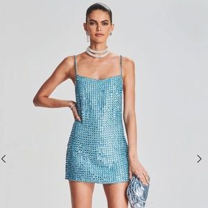 NWT Retrofete Leona Crystal Dress in Aqua - SZ S